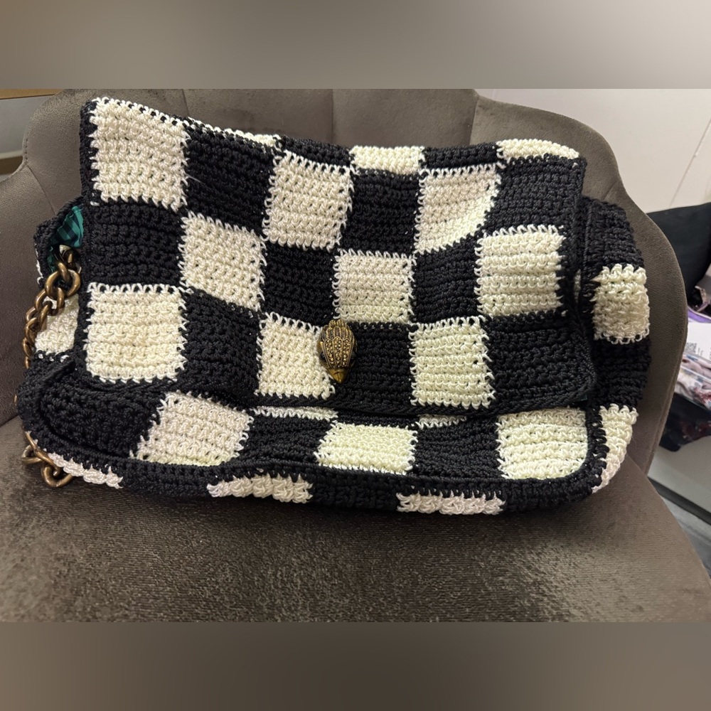 Kurt Geiger Black and Cream Checkered Bag